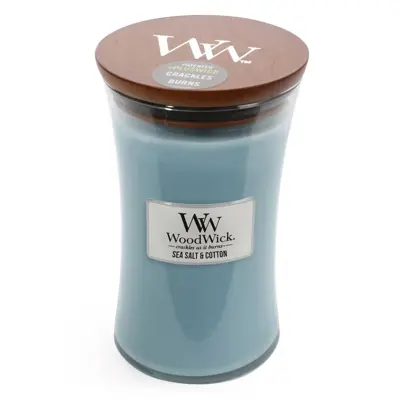 WOODWICK veľká sviečka - SEA SALT & COTTON