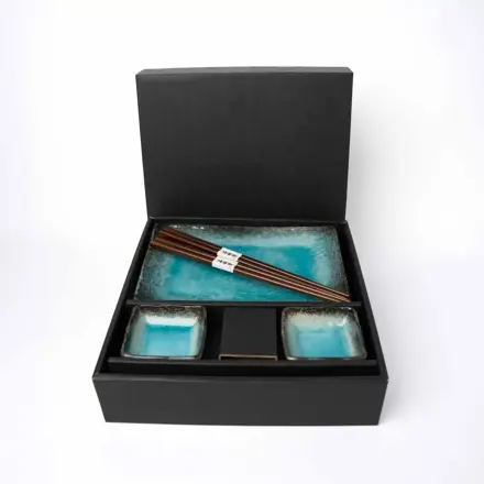 Súprava na sushi SKY BLUE, sada 6 ks, modrá, keramika, MIJ