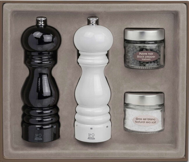 Peugeot darčekový set mlynčekov na korenie a soľ PARIS U Select, biely a čierny 18 cm