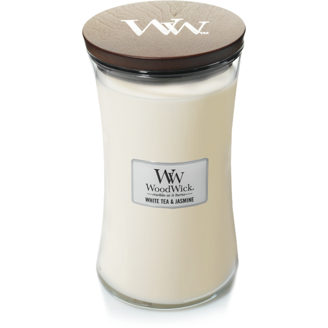 WOODWICK veľká sviečka - WHITE TEA & JASMINE